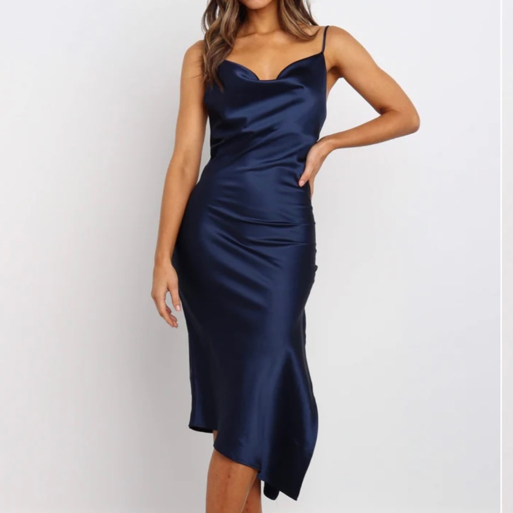 Petal and Pup Navy Cyprus Cowl Neck Dress